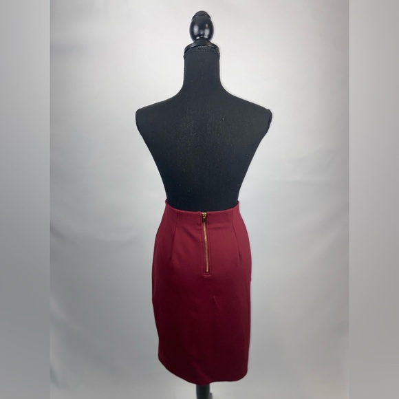 Pencil Skirt Philosophy Size 6 Burgundy Gold Zipper - Picture 7 of 11